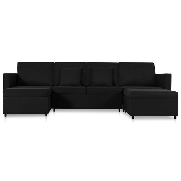 vidaXL Slaapbank uittrekbaar 4-zits stof zwart