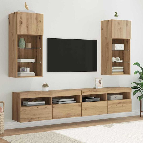 vidaXL Wandgemonteerde TV-kasten 2 pcs Artisan Eiken 40,5 x 30 x 90 cm