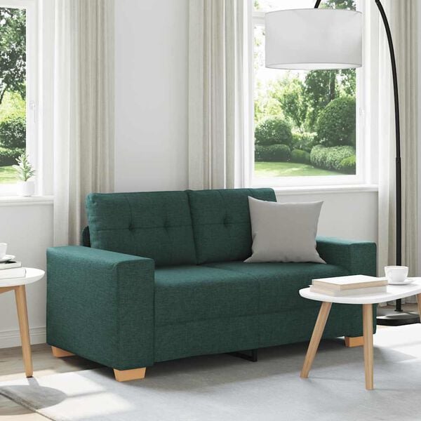 vidaXL Loveseat Sofa Donkergroen 160x77x82 cm Stof