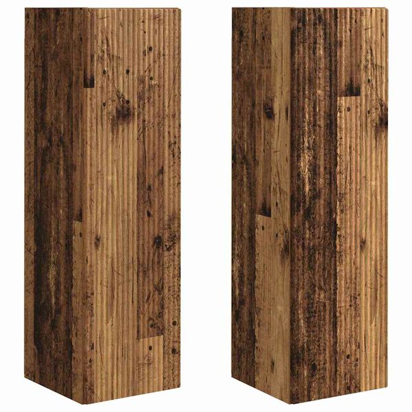 vidaXL TV Wandkast 2 pcs Oud Hout 30 x 31 x 100 cm Bewerkt hout