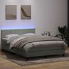 vidaXL Boxspring met matras en LED fluweel lichtgrijs 160x220 cm