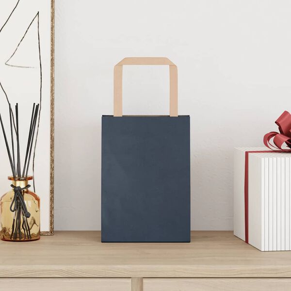 vidaXL Papieren zakken 50 st met hengsels 15x8x21 cm blauw