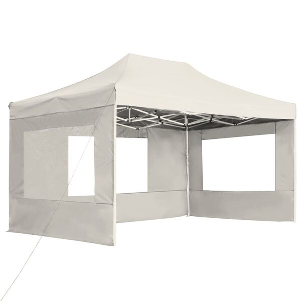 vidaXL Partytent inklapbaar met wanden 4,5x3 m aluminium crème