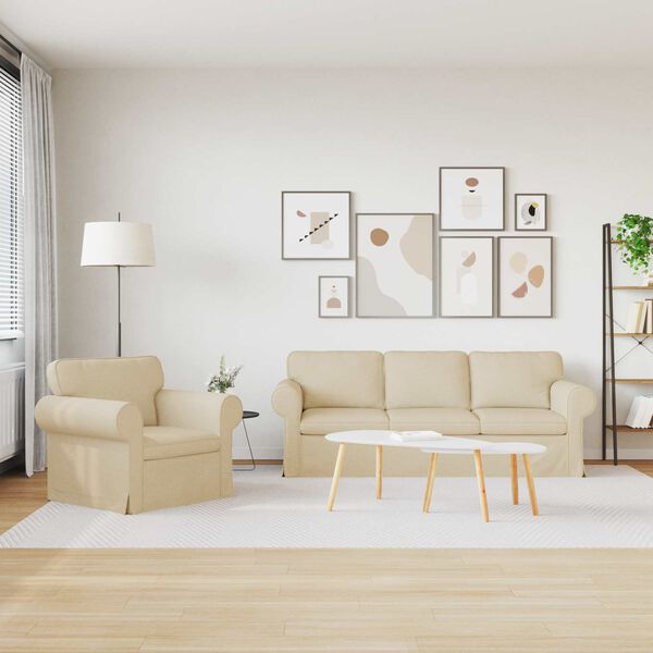 vidaXL Bank 2 pcs Cr&egrave;me 215 x 82 x 80 cm Stof