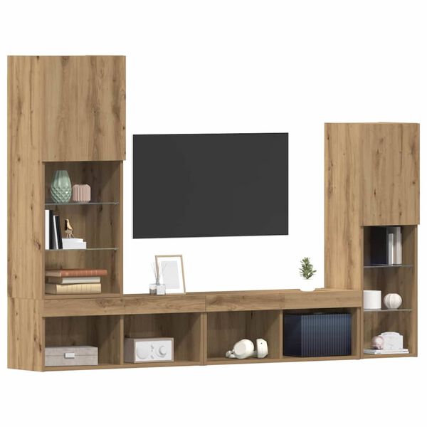 vidaXL TV-kast 4 pcs artisanaal eikenkleurig Bewerkt hout