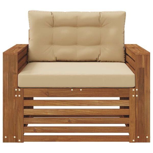 vidaXL Buiten bankenset Massief Acaciahout en Polyester Naturel