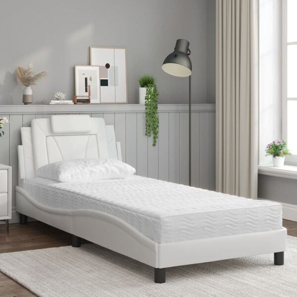 vidaXL Bed "Viana" met matras kunstleer wit 90x190 cm