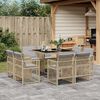 vidaXL 9-delige Tuinset met kussens poly rattan gemengd beige
