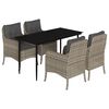 vidaXL 5-delige Tuinset met kussens poly rattan lichtgrijs