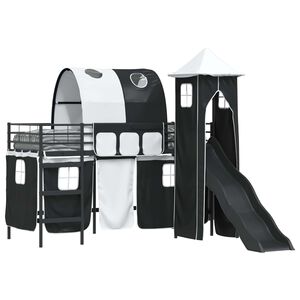 vidaXL Loftbed voor Kids Zwart 74,5 x 190 cm Metaal