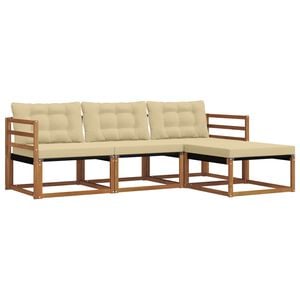 vidaXL Buiten bankenset met kussen 4 pcs Natuurlijk en Beige