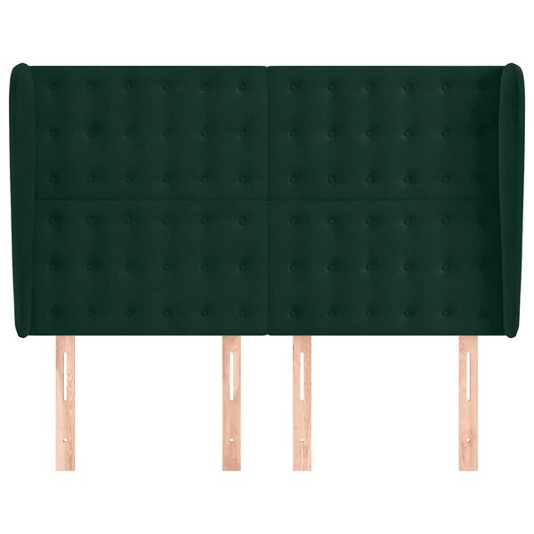 vidaXL Hoofdbord met randen 147x23x118/128 cm fluweel donkergroen