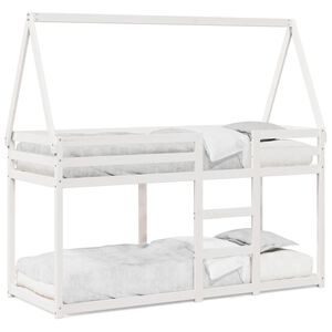 vidaXL Stapelbed met dak massief grenenhout wit 75x190 cm