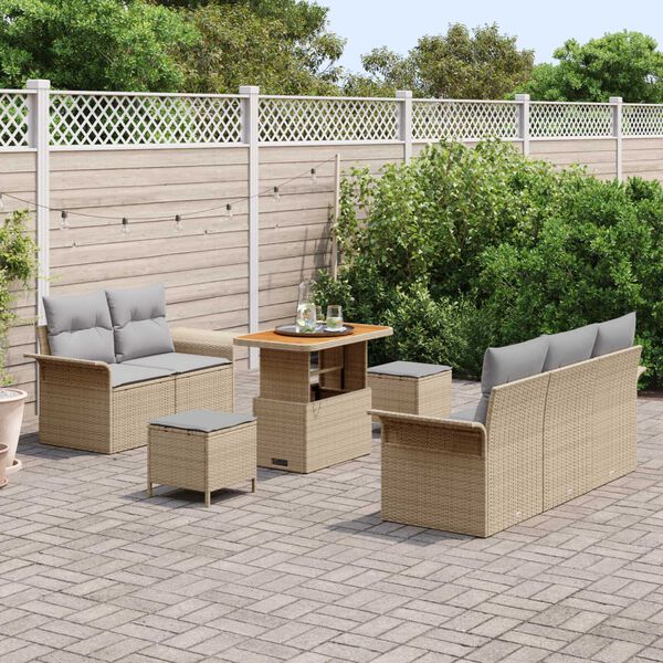 vidaXL Tuin Sofa Set met kussen met opslag 8 pcs Beige en Licht Grijs
