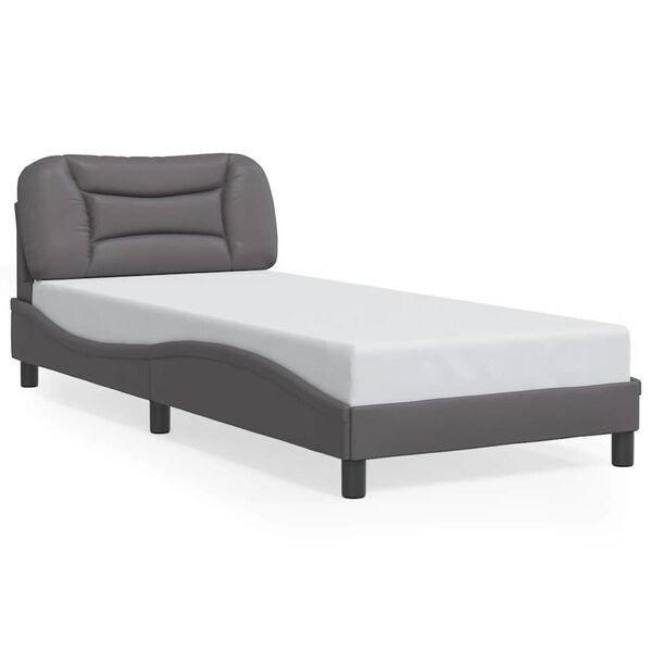 vidaXL Bedframe zonder matras "Hvar" kunstleer grijs 90x190 cm