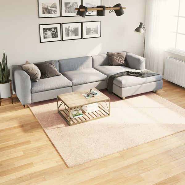 vidaXL Vloerkleed HUARTE laagpolig zacht wasbaar 240x240 cm beige