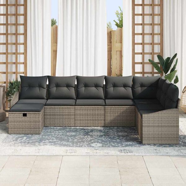 vidaXL Tuin Sofa Set met kussen 8 pcs Grijs 55 x 62 x 69 cm Poly riet