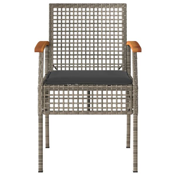 vidaXL Tuinstoelen 4 st met kussens poly rattan en acaciahout grijs