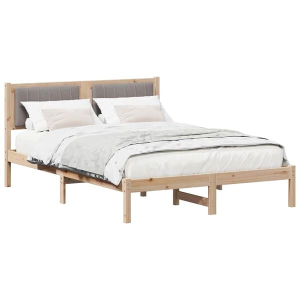 vidaXL Bedframe met Gevoerd Hoofdgedeelte Taupe 140 x 200 cm