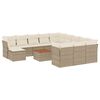 vidaXL 13-delige Loungeset met kussens poly rattan beige