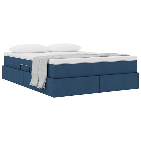 vidaXL Opslag bed met matras met matras Blauw 140 x 200 cm Polyester