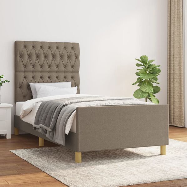 vidaXL Bedframe zonder matras 90x190 cm stof taupe