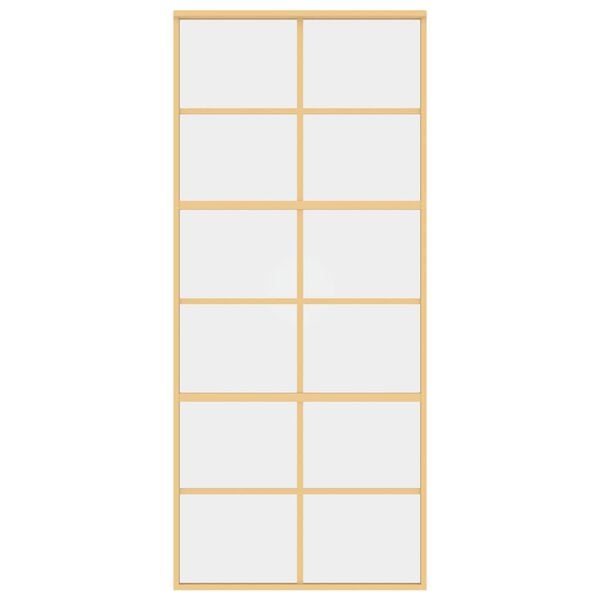 vidaXL Schuifdeur 90x205 cm helder ESG-glas en aluminium goudkleurig