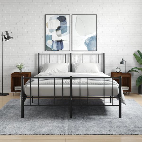 vidaXL Nachtkastjes 2 st 40x35x50 cm bewerkt hout bruin eikenkleur