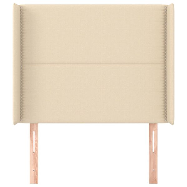 vidaXL Hoofdbord met randen 93x16x118/128 cm stof cr&egrave;mekleurig