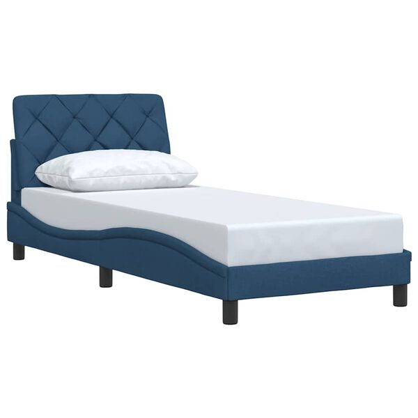 vidaXL Bedframe zonder matras 90x200 cm stof blauw