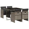 vidaXL 5-delige Tuinset met kussens poly rattan grijs