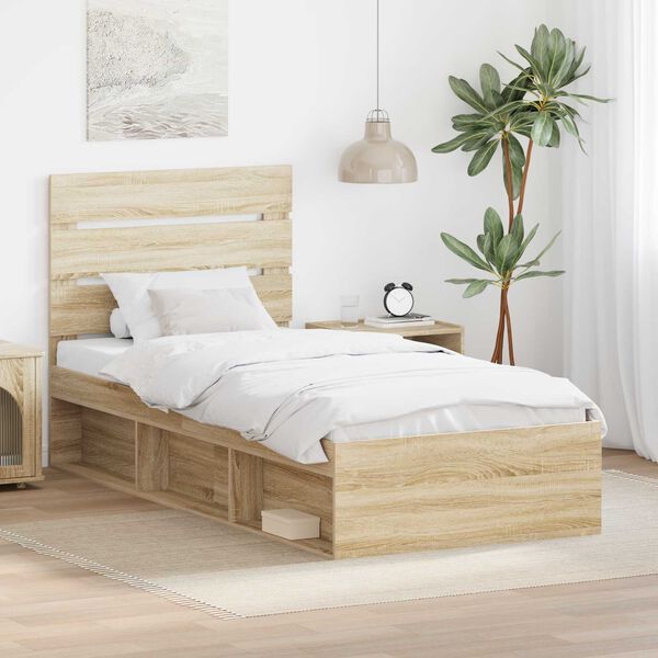 vidaXL Bedframe Sonoma Eiken 75 x 190 cm Massief grenenhout