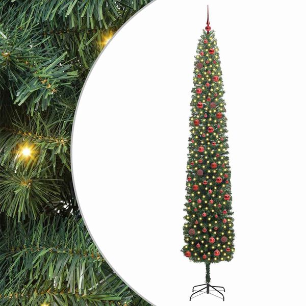 vidaXL Kunstkerstboom Groen 270 cm PVC en Staal en Kunststof