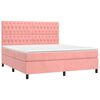 vidaXL Boxspring met matras fluweel roze 180x200 cm