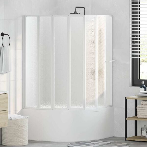 Douche en badscherm 140 x 168 cm 7 panelen met handdoekrek