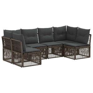 vidaXL Tuinbankenset 6 st Grijs poly rattan