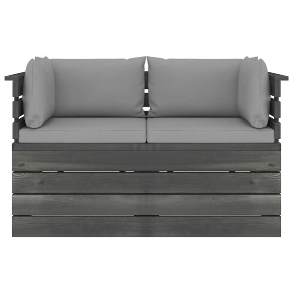 vidaXL Tuinbank 2-zits met kussens pallet massief grenenhout