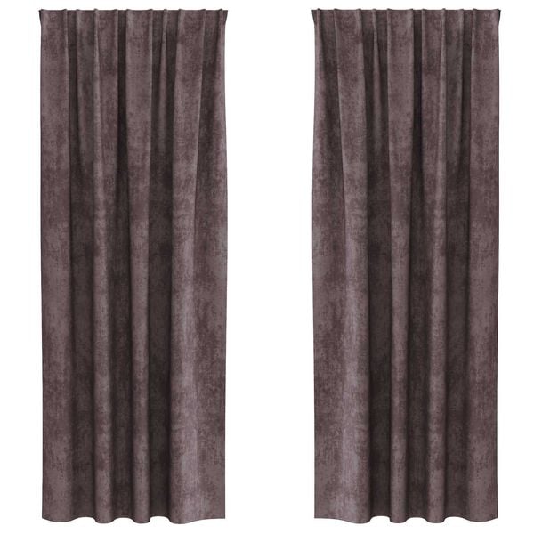 vidaXL Velvet Gordijnen met gordijnen 2 pcs Bruin 225 x 140 cm Fluweel