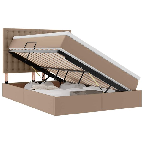 vidaXL Opslag bed met matras Cappuccino 140 x 200 cm Nep Leer