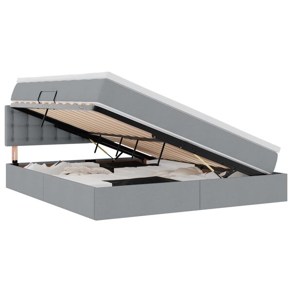 vidaXL Opbergbed met matras Lichtgrijs 180 x 200 cm Bewerkt hout