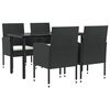 vidaXL 5-delige Tuinset poly rattan en staal zwart