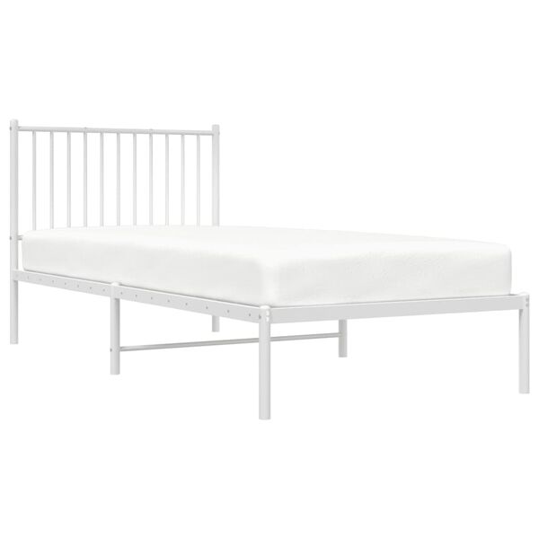 vidaXL Bedframe met hoofdbord metaal wit 90x200 cm