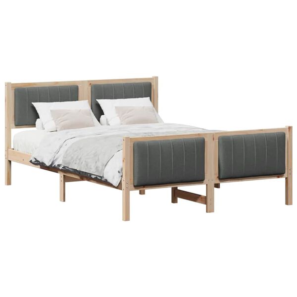 vidaXL Bedframe Bruin en donkergrijs 140 x 200 cm Massief grenenhout