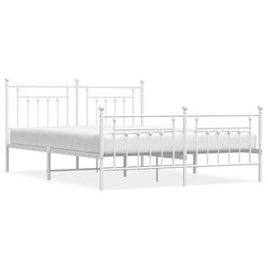 vidaXL Bedframe met hoofd- en voeteneinde metaal wit 183x213 cm