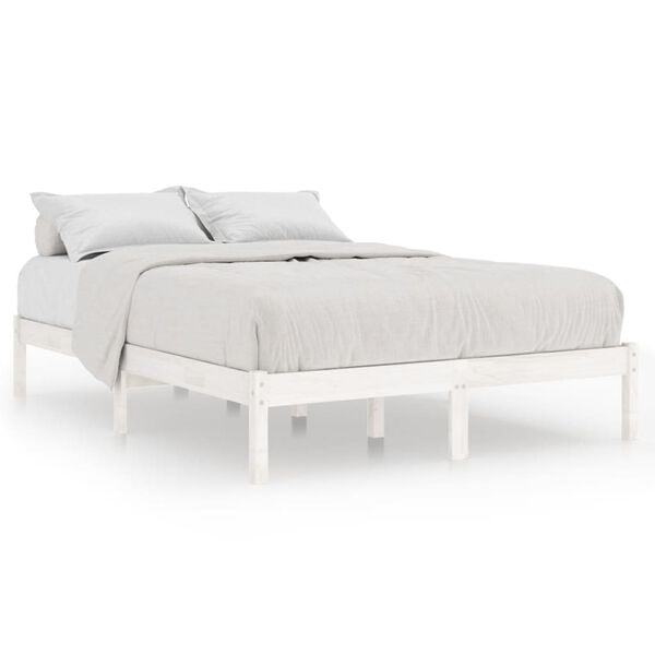 vidaXL Bedframe massief grenenhout wit 200x200 cm