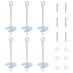 vidaXL Aardeankers 6 pcs Zilverkleurig &Oslash;10 x 30 cm
