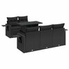 vidaXL 6-delige Loungeset met kussens poly rattan zwart