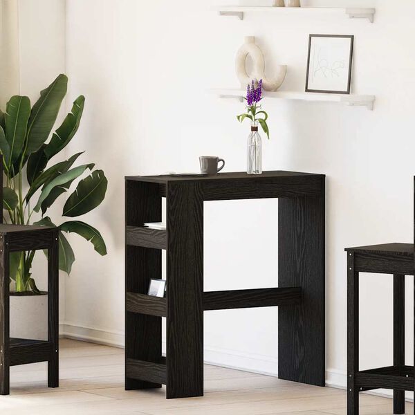 vidaXL Bartafel met rekken Zwarte eik 90x40x103,5 cm bewerkt hout