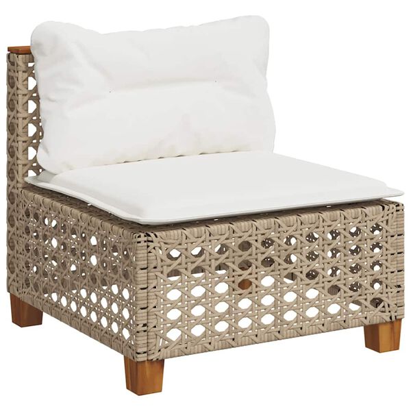 vidaXL 6-delige Loungeset met kussens poly rattan beige
