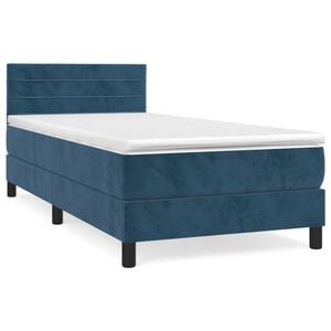 vidaXL Boxspring met matras fluweel donkerblauw 80x200 cm
